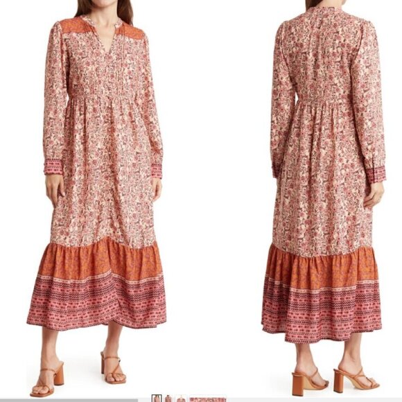 Nordstrom Mila Mae Border Print Midi Dress size S New - Picture 1 of 7